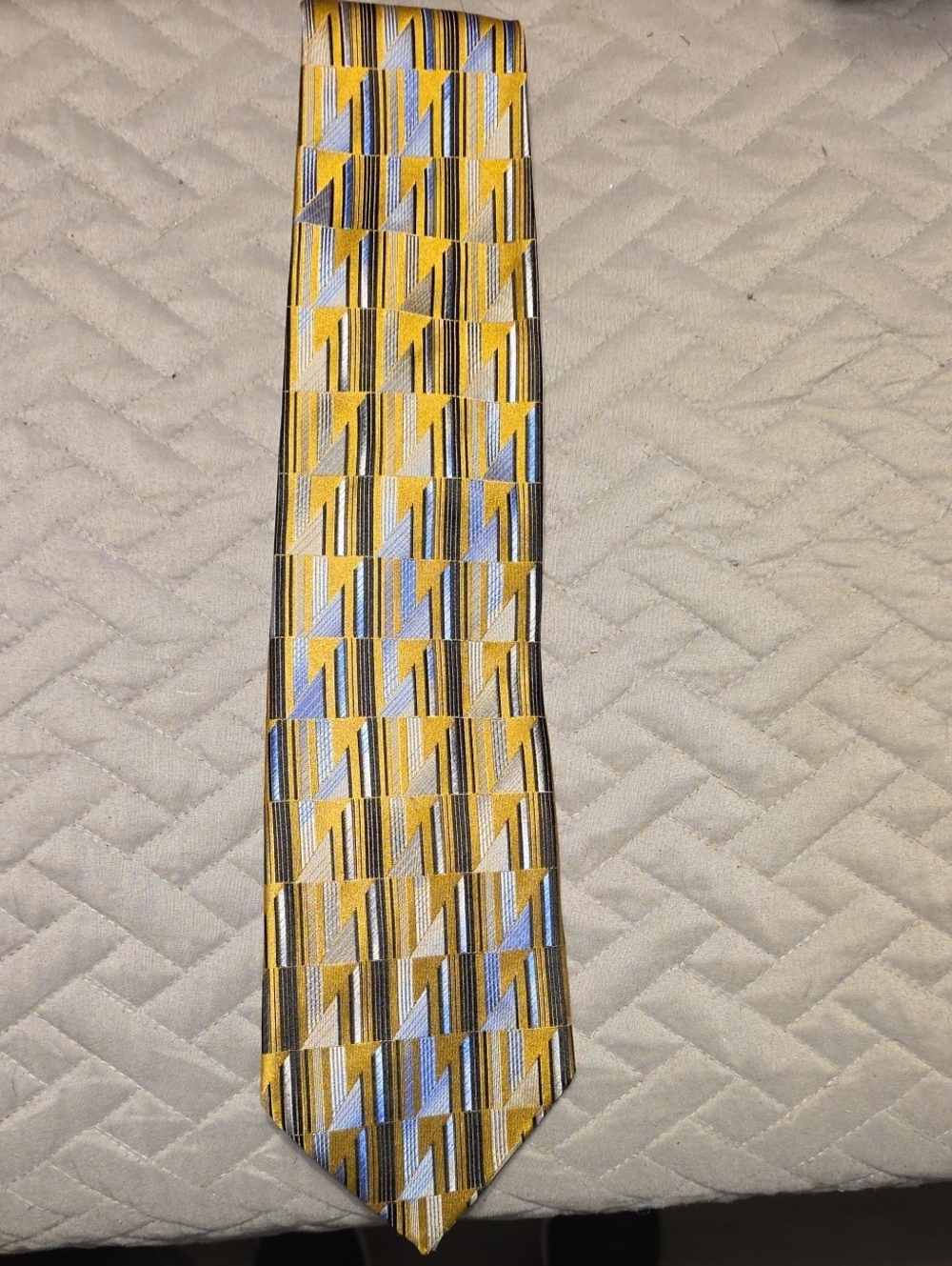 Geometric Yellow and Light Blue Men's Tie